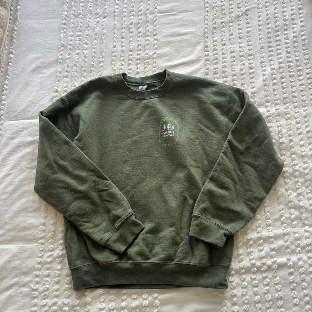 Nisswa Social Club Gildan Olive Green Crewneck Sweatshirt